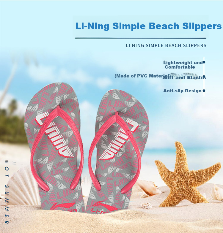 Li-Ning Flip Flops, Printed, for Men And Women, Swimming Beach Shoes, Shower Non-Slip Wear-Resistant Beach Shoes, 926-2 Deep Blue 2