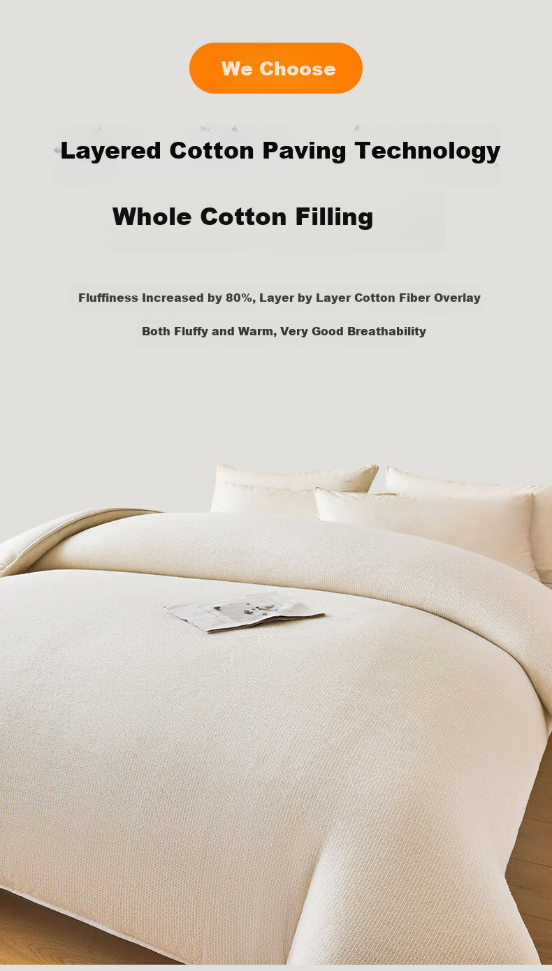 KING SHORE Cotton Quilt, 100% Xinjiang Long-Staple Cotton, Spring And Autumn Cotton Comforter, Double Bed Quilt for Home Use, Cotton Filling, 200*230cm, 4 Ji 3
