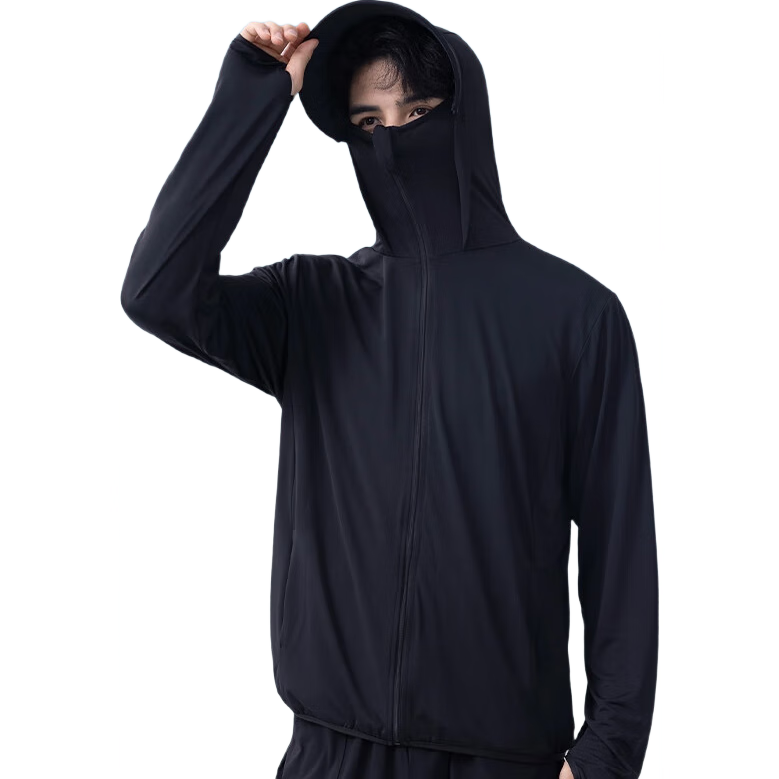LangSha Men's Ice Silk Sunscreen Jacket Spring Summer UV Protection Ultra-Thin Breathable Outdoor Skin Jacket Fishing Coat