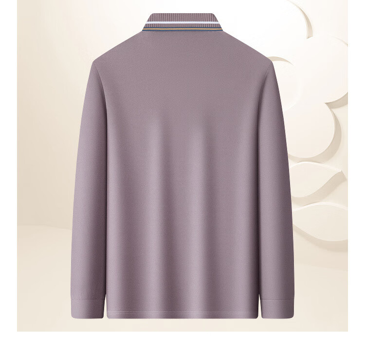 MONTAGUT Men's Lunar New Year Polo Shirt Long-Staple Cotton Mulberry Silk Linen Soft Comfortable Long Sleeve T-Shirt Linen Apricot XL 9