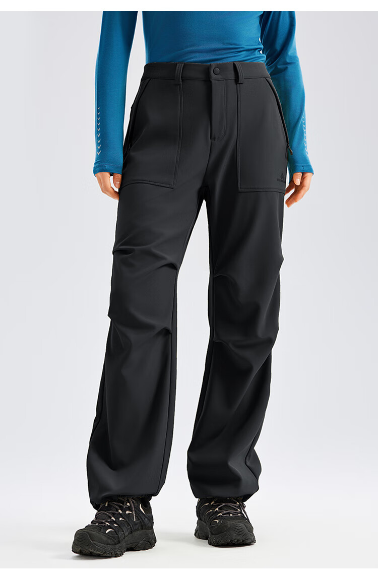 Toread Women's Fleece-Lined Softshell Paratrooper Pants Autumn Winter Thickened Wrinkled Loose Outdoor Trousers 3
