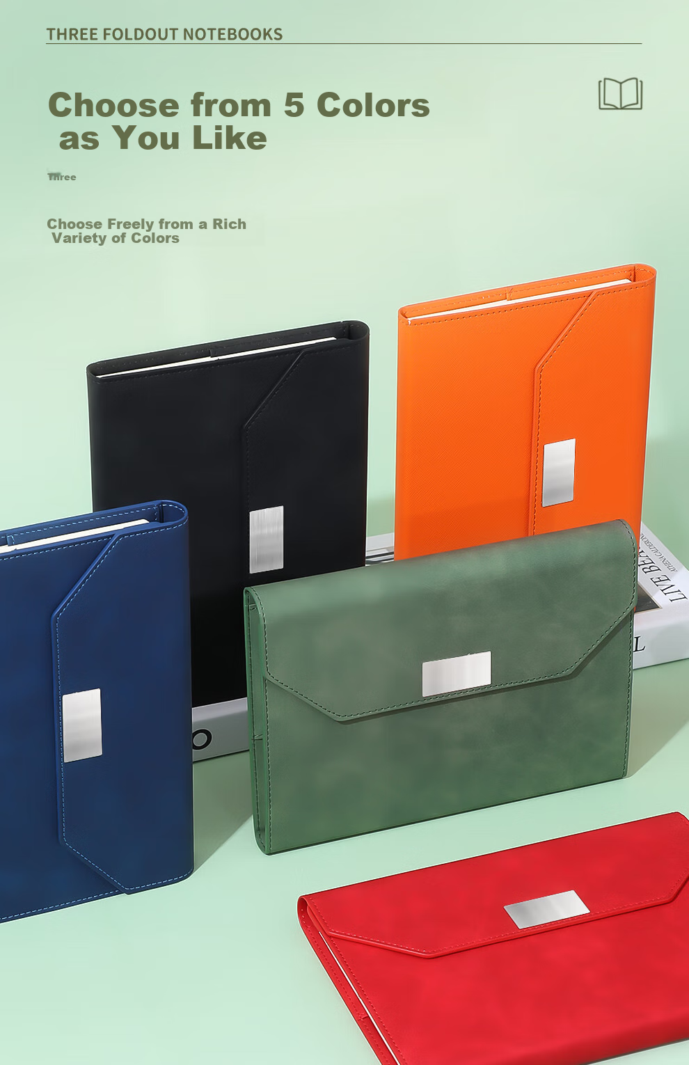 Jiaranheng Notebook, Aesthetically Pleasing Journal, High-End Business Office Stationery, A5 Thick Leather Cover Notebook, Meeting Record Book, Work Diary, Customizable, Matcha Gree 4