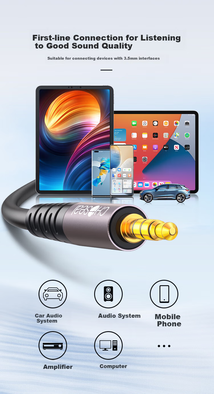 CHOOSEAL (CHOSEAL) Car AUX Audio Cable, Four-Section 3.5mm Connection Cable, Sound Card/microphone Mobile Phone Headphone Speaker Box, Four-Core Conversion Cable, 1 Meter, QAD11BKT1 5