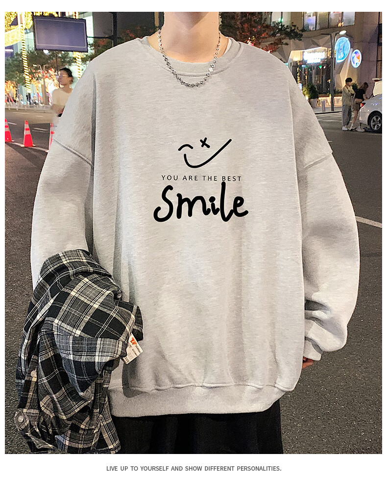 Foss Phil American Vintage Floral Embroidered Crewneck Sweatshirt Men Spring Autumn Loose Casual Top WY013 Obsidian Black 3XL 13