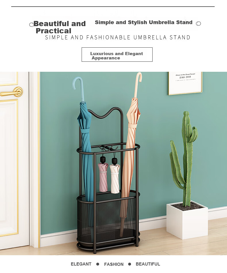 WOJIA Umbrella Stand Storage Rack for Home, Lobby, Hotel, Commercial Use, Umbrella Holder, Entrance Storage Rack, Umbrella Organizer, Black 3