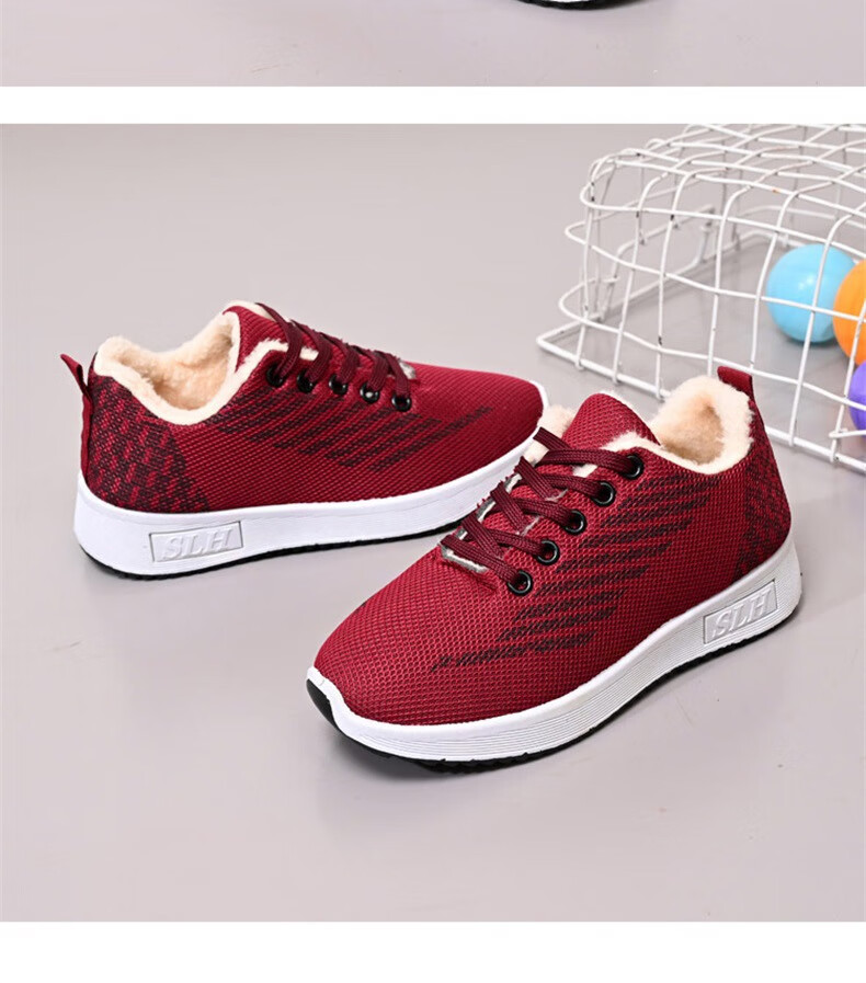 FOOTOPPO Women's Sports Cotton Shoes Elderly Winter Warm Plush Casual Shoes for Moms 15