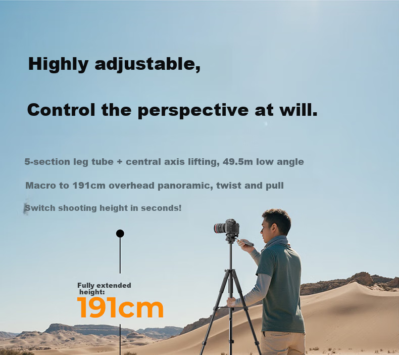 Zhuoer KF126 Camera Tripod, Live Streaming Stand, Tripod, Phone Mount, Multifunctional Photography, Mirrorless Camera Shooting, Suitable for Canon, Sony, Fuji, Nikon, Floor-Standing Portable Outdoor 9