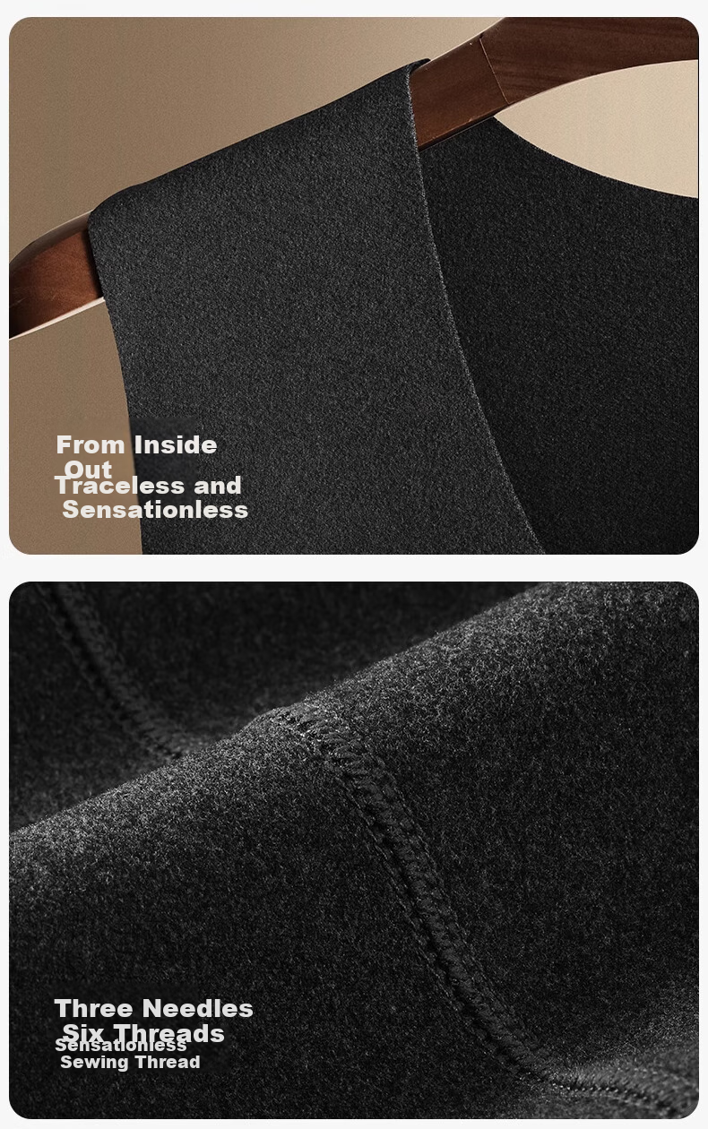 LangSha Thermal Undershirt for Men, Wool And Silk Patch Fleece, Slim Fit Seamless Sleeveless Undershirt, Base Layer, 2-Pack 17