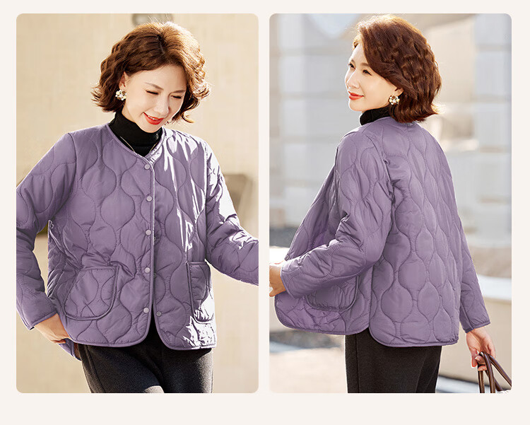 Past Winter New Fleece-Lined Warm Cotton Jacket Fashionable Homewear Thick Mom's Cotton Coat Black 2XL 5
