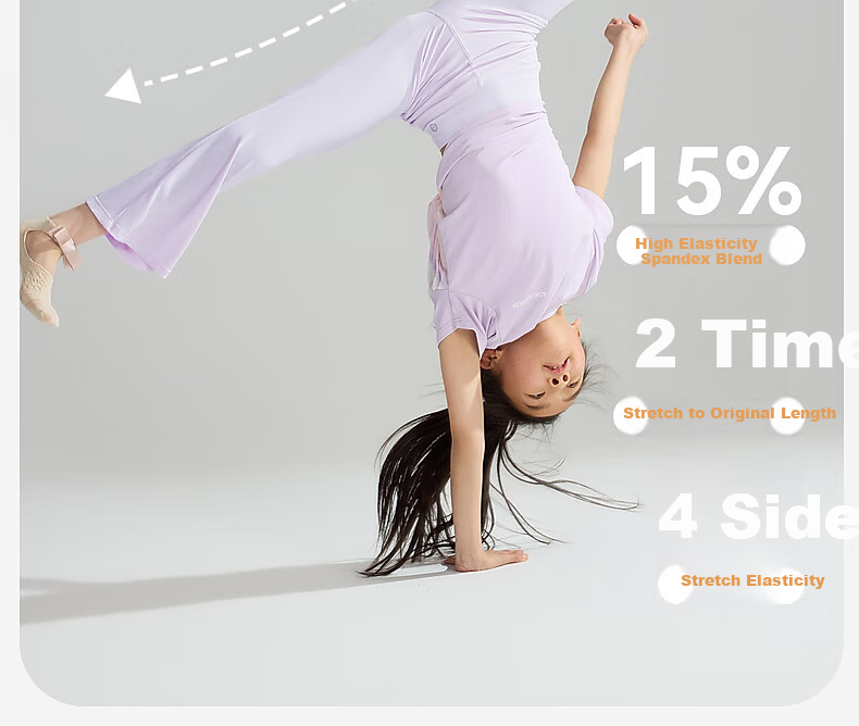 ASK JUNIOR Children's Clothing Girls' Spring And Summer Sun Protection Pants Quick-Dry High-Elastic Yoga Pants Micro-Flared Leggings Light Pink 150 23