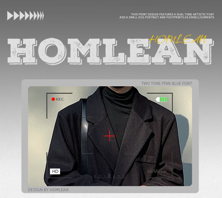 Homlean Men's Woolen Coat Autumn Winter Mid-Length Korean Style High-Quality Loose Over-the-Knee Wool Trench Coat HT21 Gray XL 1