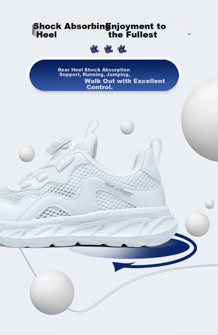 Disney Children's Running Shoes for Boys And Girls, Outdoor Spring And Autumn White Sneakers, Breathable Sports Shoes for Older Kids, 319 Double Mesh, Size 33 5
