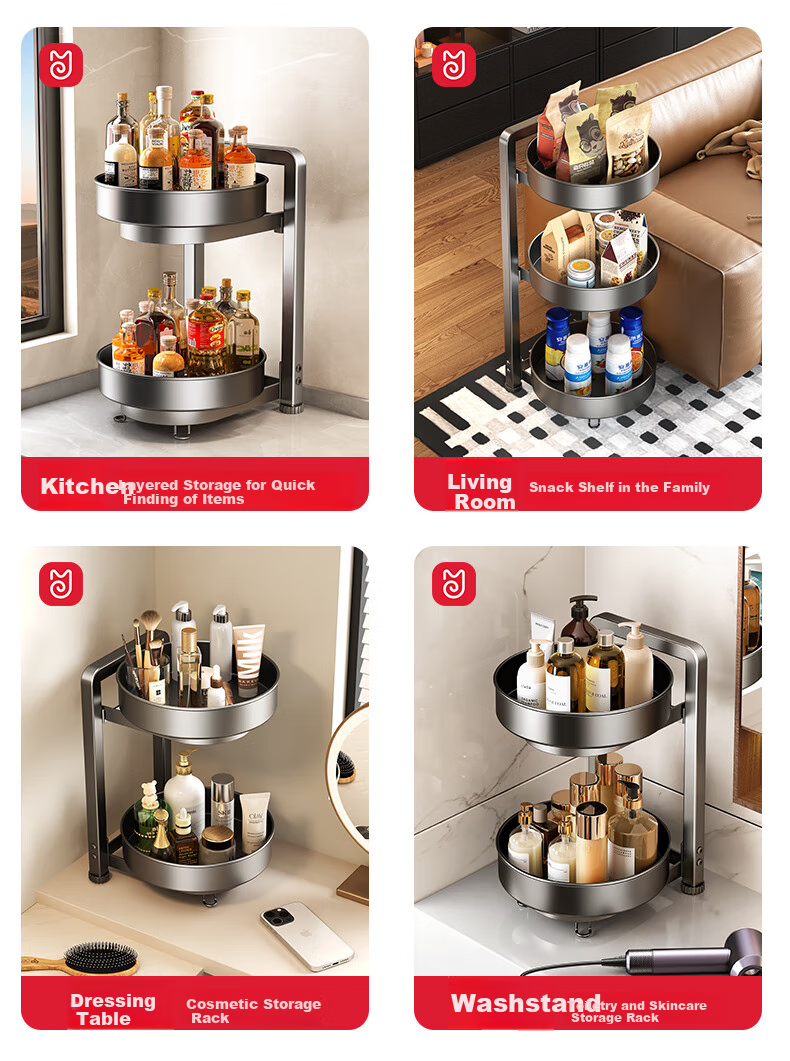 MEICHUWUYU Kitchen Spice Rack, Rotating Spice Shelf, Multifunctional Storage Box, Condiment Organizer for Home Use, Complete Set of Kitchen Utensils 16