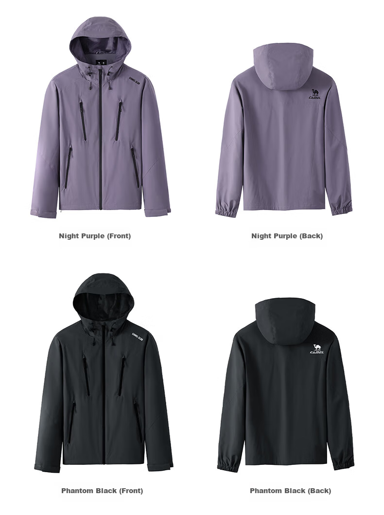 CAMEL Sports Jacket, New Style for Men And Women, Spring And Autumn Casual Fleece-Lined Jacket, Outdoor Water-Repellent Windproof Mountaineering Coat, Windbreaker 15