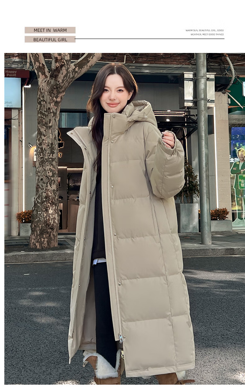 Yalu Solid Color Long down Coat for Women, Winter 2026 New Style, Loose-Fitting Over-Knee Thickened Warm Couple's Mid-Length Coat for Outdoor Activities 22