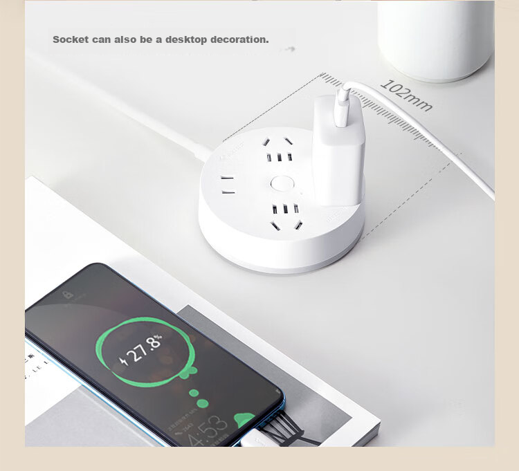 BULL Power Strip / Extension Cord / Surge Protector / Multi-Outlet Strip / Power Bar with Round Socket, 3 USB Ports + 3 Outlets with Master Switch, 1.8 Meters, Zhuyu Pink, GN-R203U 6