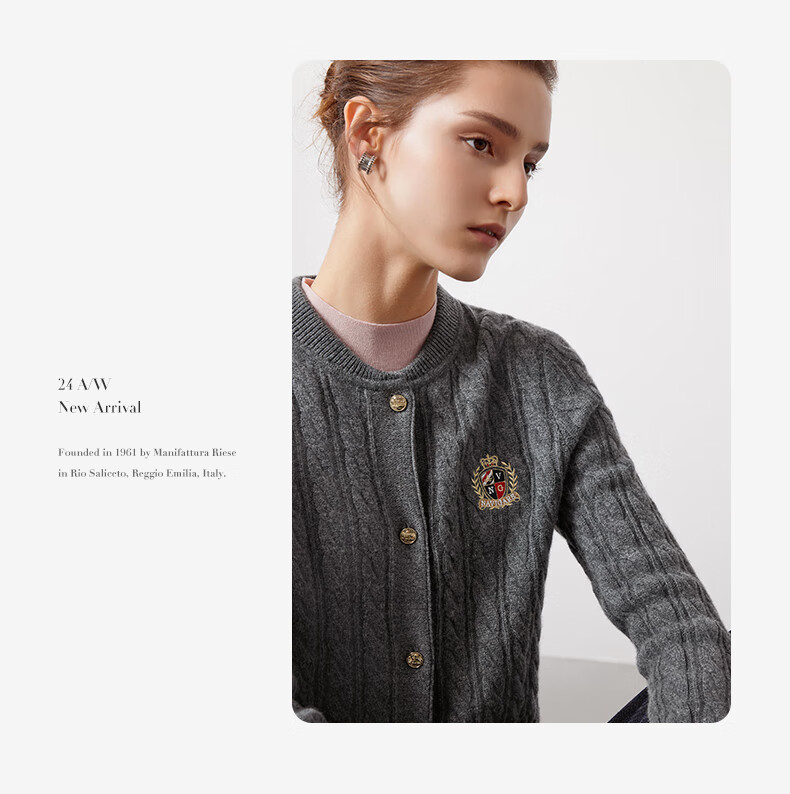 Navigare Italian Small Sailboat Autumn And Winter Women's All-Wool Jacket, Cable Knit Sweater Cardigan 2334094508 M 37