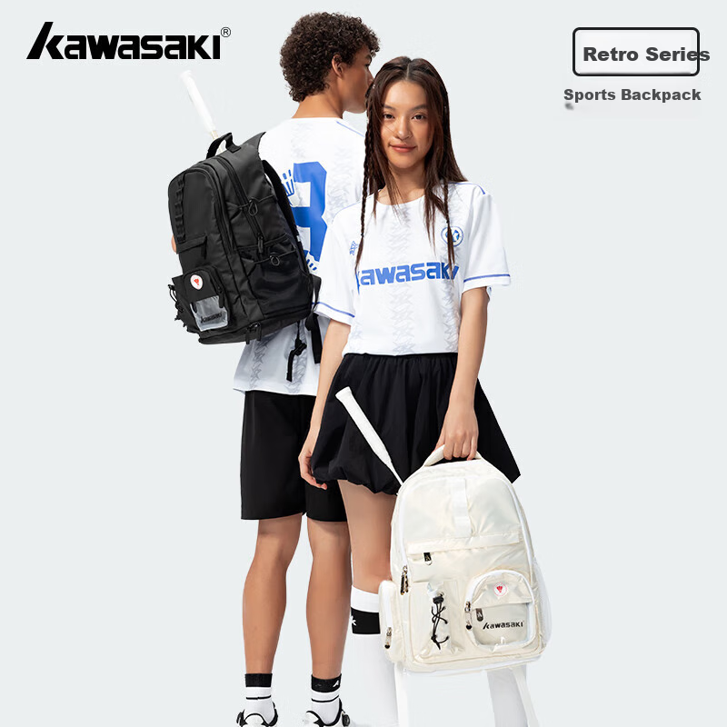 KAWASAKI Badminton Bag, Large Capacity Backpack, Professional Sports Backpack with Separate Shoe Compartment C8245, Black