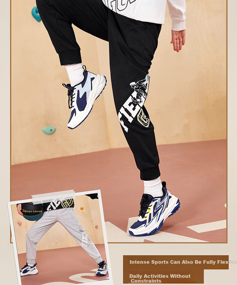 361° Children's Clothing Boys' Basketball Printed Cool Elastic Knit Pants for Fall 2025, Big Kids Size, Black 140 15