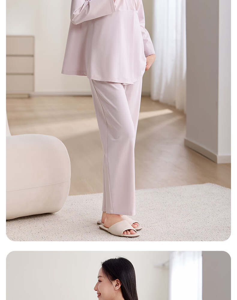 October Crystal Maternity Postpartum Nursing Pajama Set Spring Autumn Cotton Ice Blue Size L 8