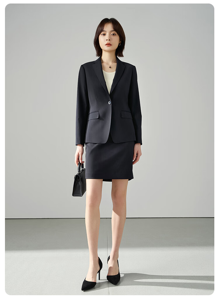 Miss Bird Navy Blue Interview Suit Skirt Set Women's Early Autumn Teacher Qualification Professional Waist-Cinched Blazer 8