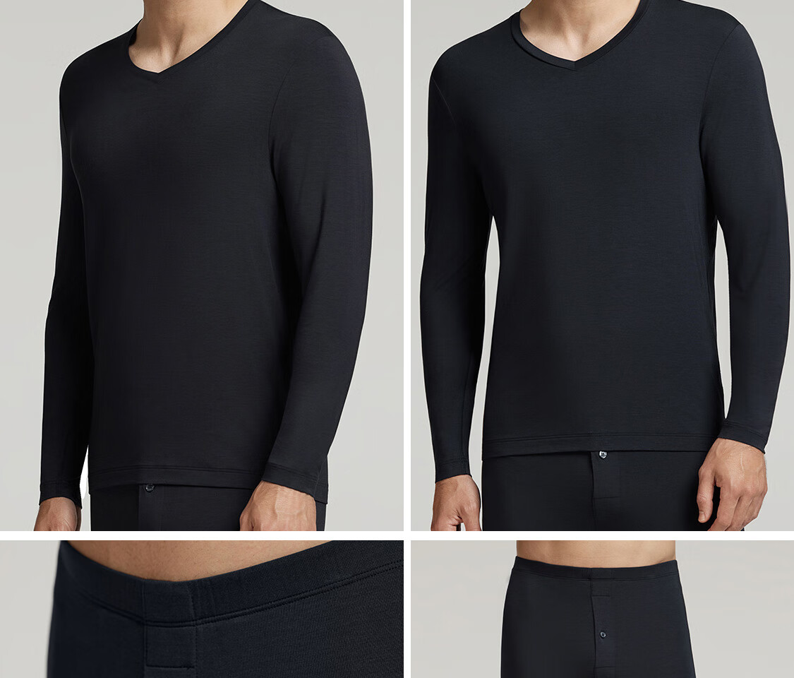 Aimer Men's Thermal Underwear, Thin Base Layer Set, Antibacterial And Anti-Static, NS74K461, Blue, Size 170 29