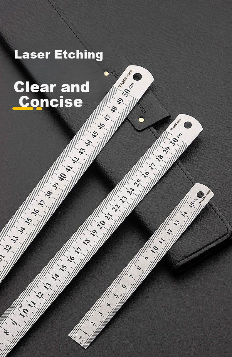 Tianqirui Stainless Steel Straight Ruler, 30cm Metal Steel Ruler, Long Ruler with Scale, Drawing High-Precision Scale Ruler for Measurement 3
