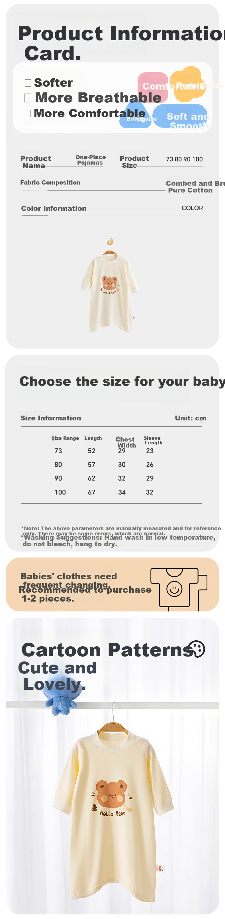 Babyprints Baby Cotton Unisex Baby Robe Four Seasons One-Piece Pajamas Kids Homewear Sleep Sack Anti-Kick Quilt 90cm 4