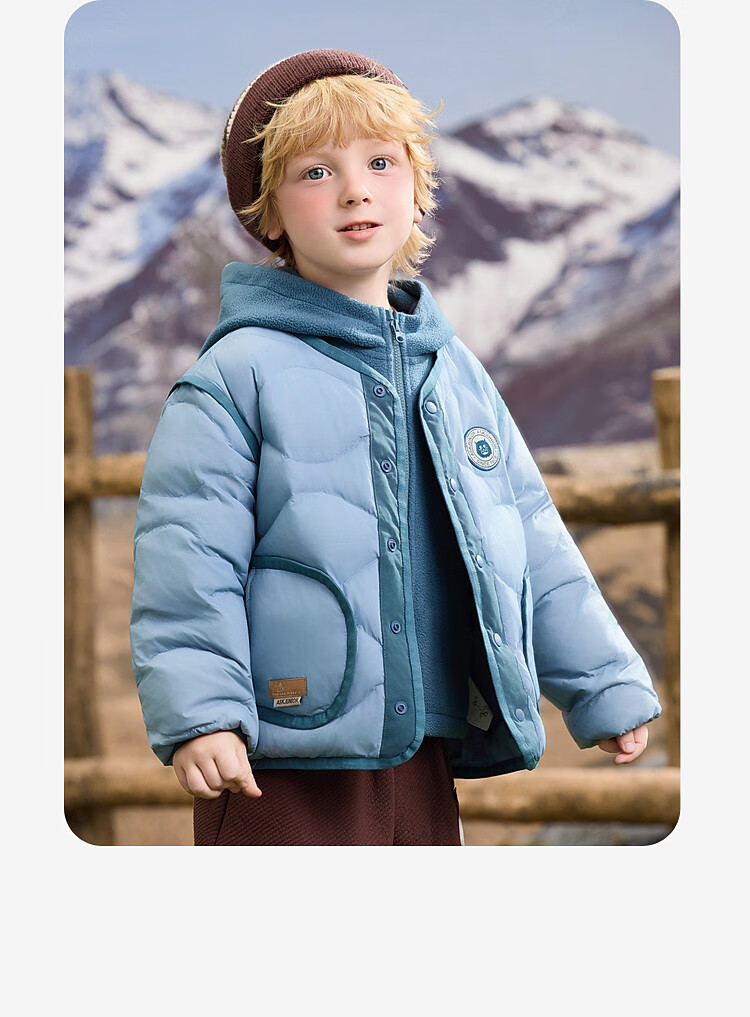 ASK JUNIOR [Three-Proof One Garment Three-Wear] Canadian Duck Down Children's Down Jacket 2025 Winter Toddler Fleece Warm Boys 4