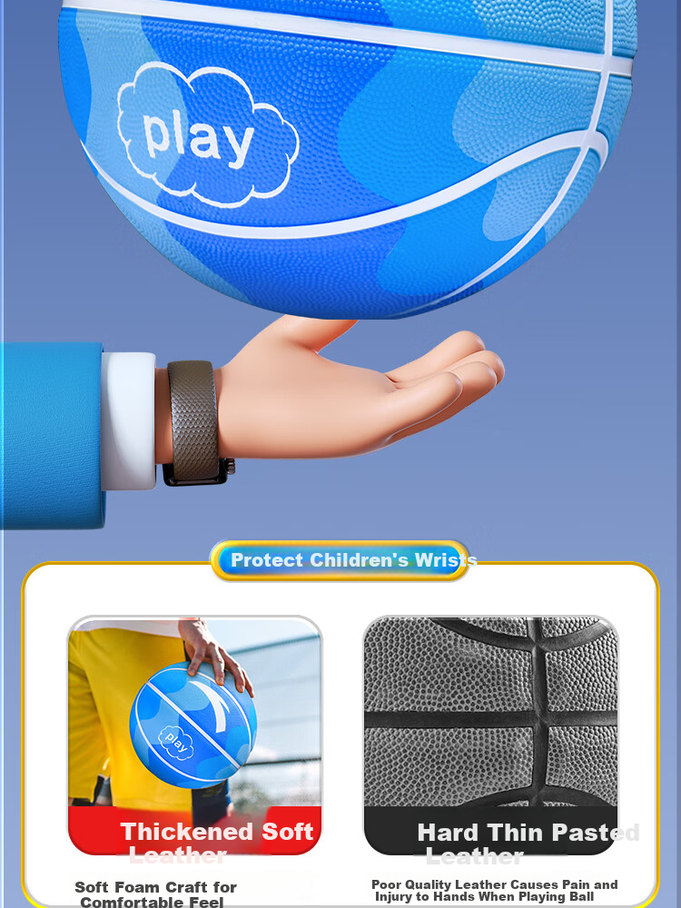 ANTA Basketball, Size 7 for Children's Games, Indoor And Outdoor Use, Wear-Resistant, Suitable for Cement Courts, Elementary School Students And Teenagers, Blue Basketball 7