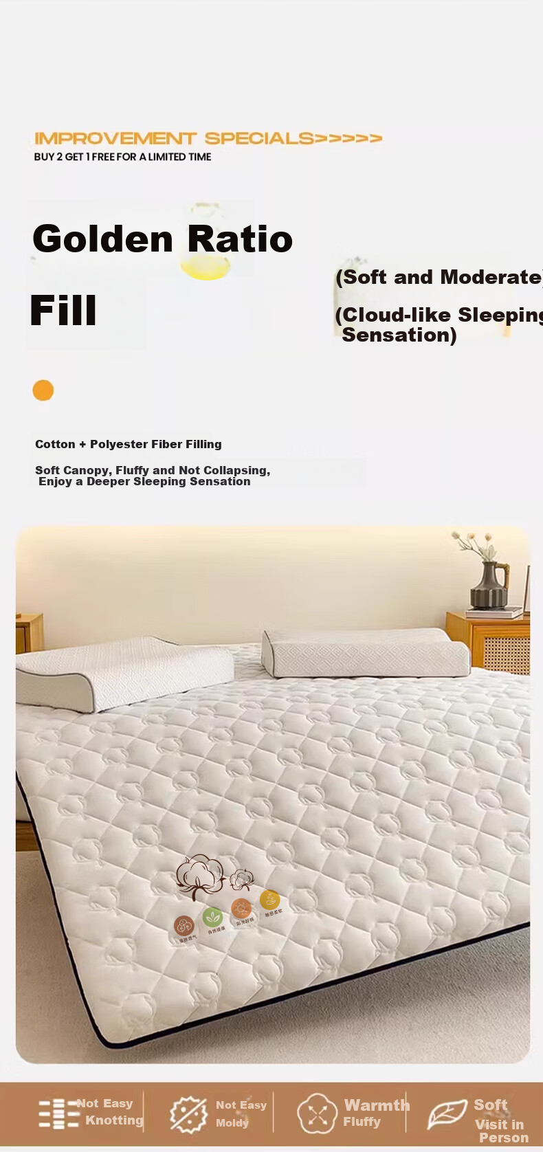 Nanjiren Class A Cotton Mattress, Xinjiang Cotton Mattress Pad, All-Season Student Dormitory Mat, Foldable Soft Pad, 120*200cm 6