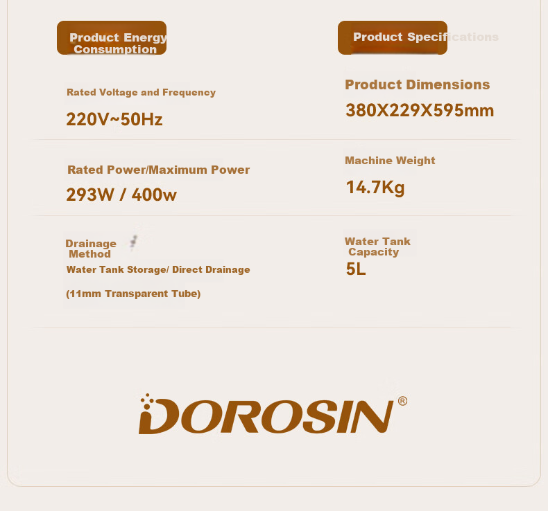 DOROSIN Dehumidifier, Dehumidification Capacity 21 Liters/day, for 42㎡ Home Use, Quiet Operation, Basement Clothes Drying And Dehumidification Device, Guest Bedroom Moisture Absorber And Dryer ER-20 14