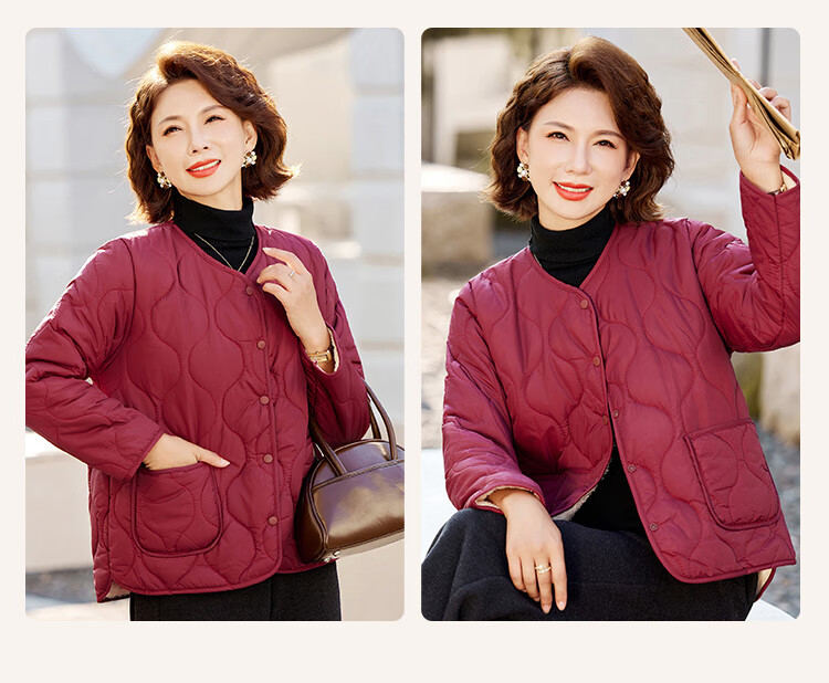 Past Winter New Fleece-Lined Warm Cotton Jacket Fashionable Homewear Thick Mom's Cotton Coat Black 2XL 14