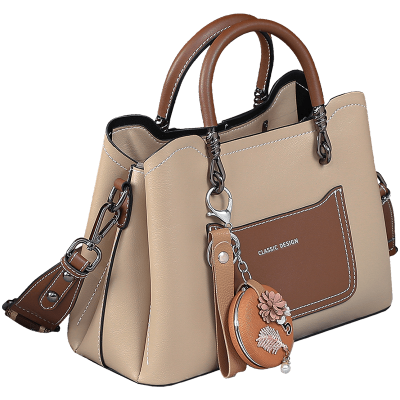 Love Sea Cowhide Leather Handbag Women's Tote Large Capacity Shoulder Crossbody Light Luxury Birthday Women's Day Gift