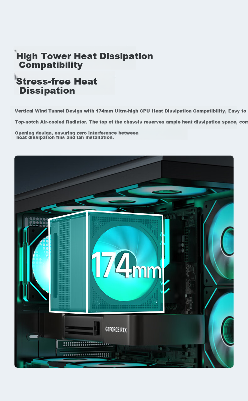Golden Field Xiaoyu LITE Black Gaming Computer Desktop Case Compatible with 360 Water Cooling, MATX Motherboard, Three-Sided Quick Release, PVC High Transparency Light Panel, 270° Panoramic View 3
