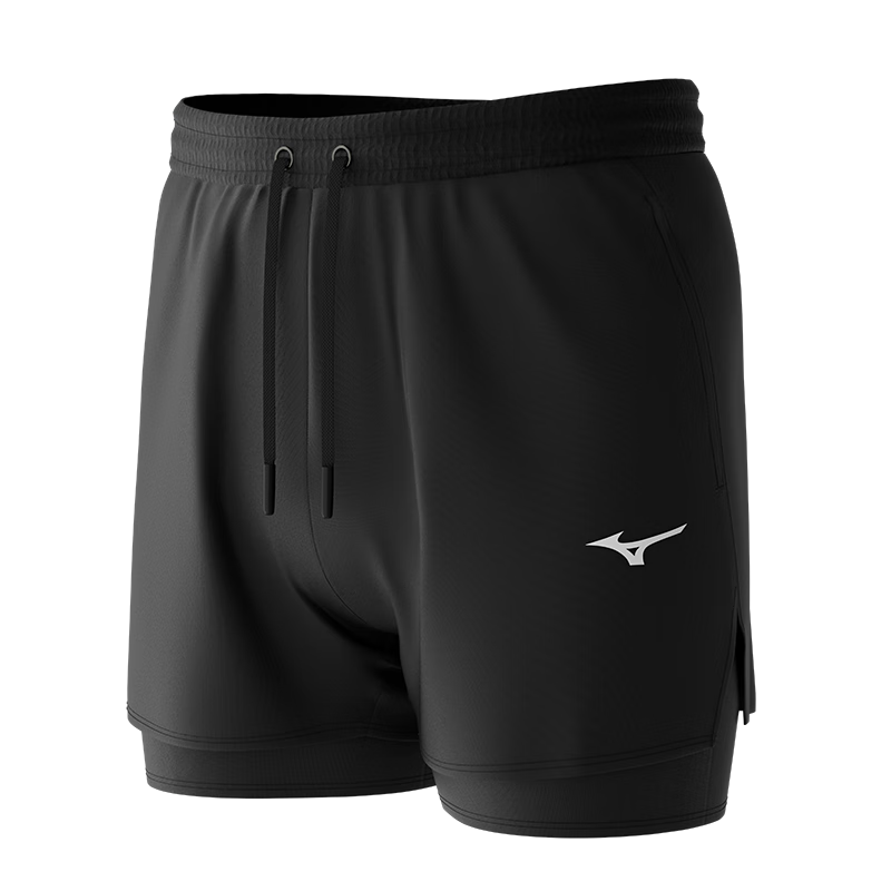 MIZUNO Men's Swim Trunks, Anti-Embarrassment, Hot Spring Beach Shorts, Double-Layer Large Size Swimwear, Swimming Goggles, Swim Cap Set, B3122 Black 3XL