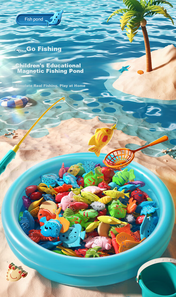 Guou Fishing Toy Children's Magnetic Fishing Pool Baby Educational Early Learning Toy Set Kids Birthday Gift 1