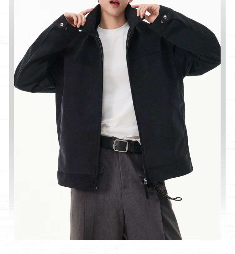 IZEXX American Style Suede-Like Jacket Premium Matte Men's Outdoor Vintage Autumn Winter Coat HJ58 Coffee Color L 3
