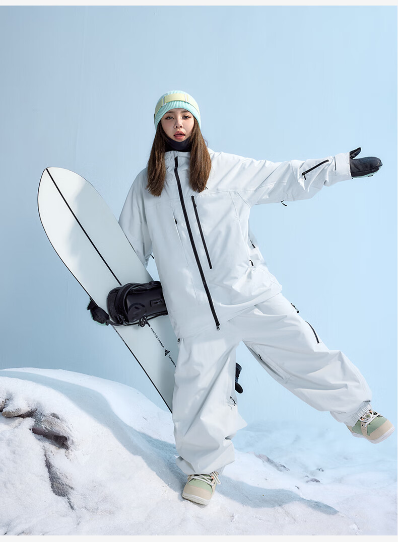 Nanend Skyline Unisex 3L Waterproof Arc Ski Jacket Cream Blue XS 22