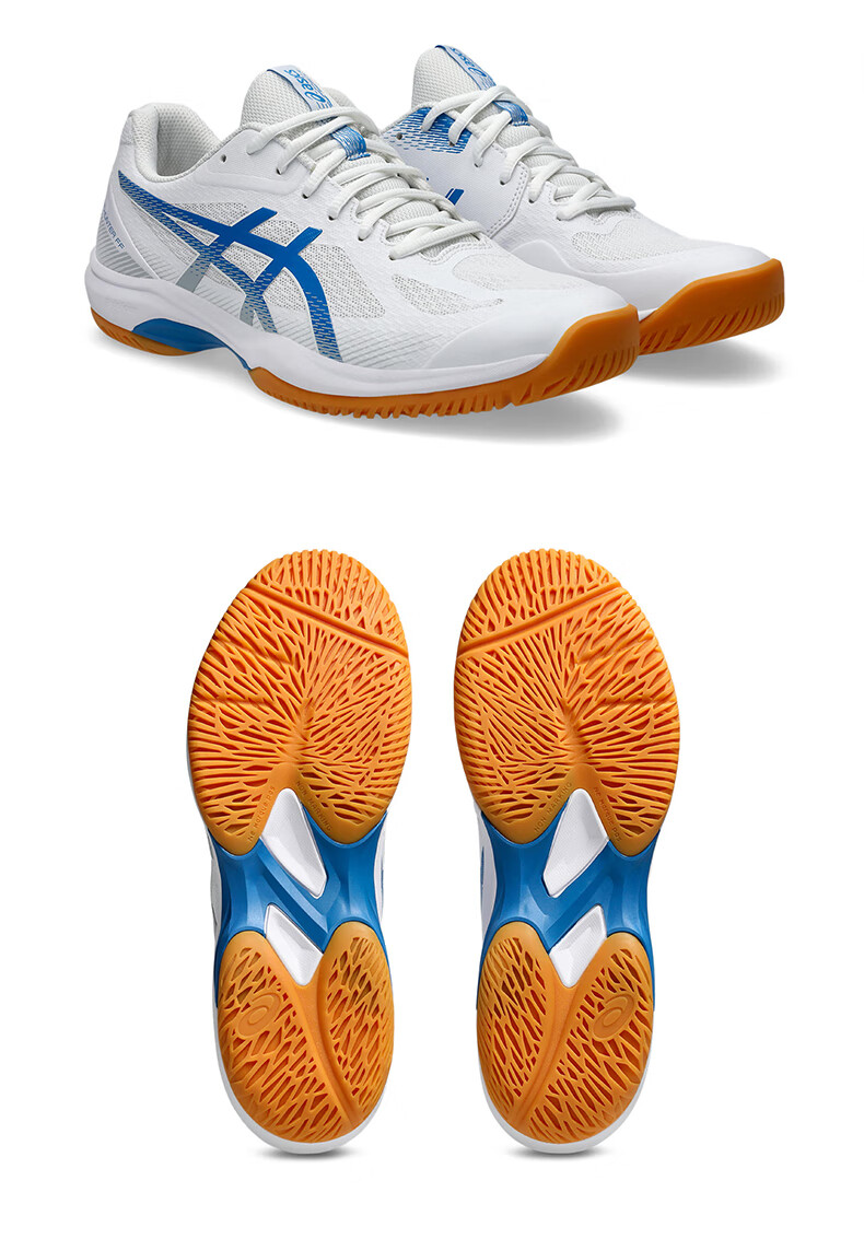 ASICS Men's Court Hunter FF 1071A111-102 White Blue Cushioning Breathable Badminton Shoes Size 42 7