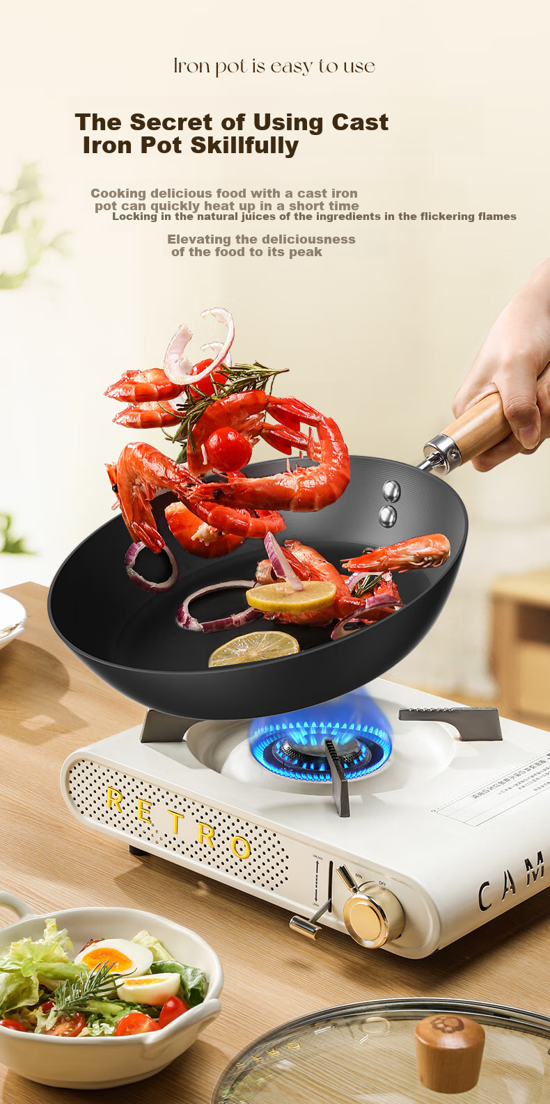 Suncha Non-Stick Frying Pan, Uncoated Steak And Egg Pan, Low-Smoke Cooking Pan, Compatible with Induction And Gas Stoves, 26cm 6