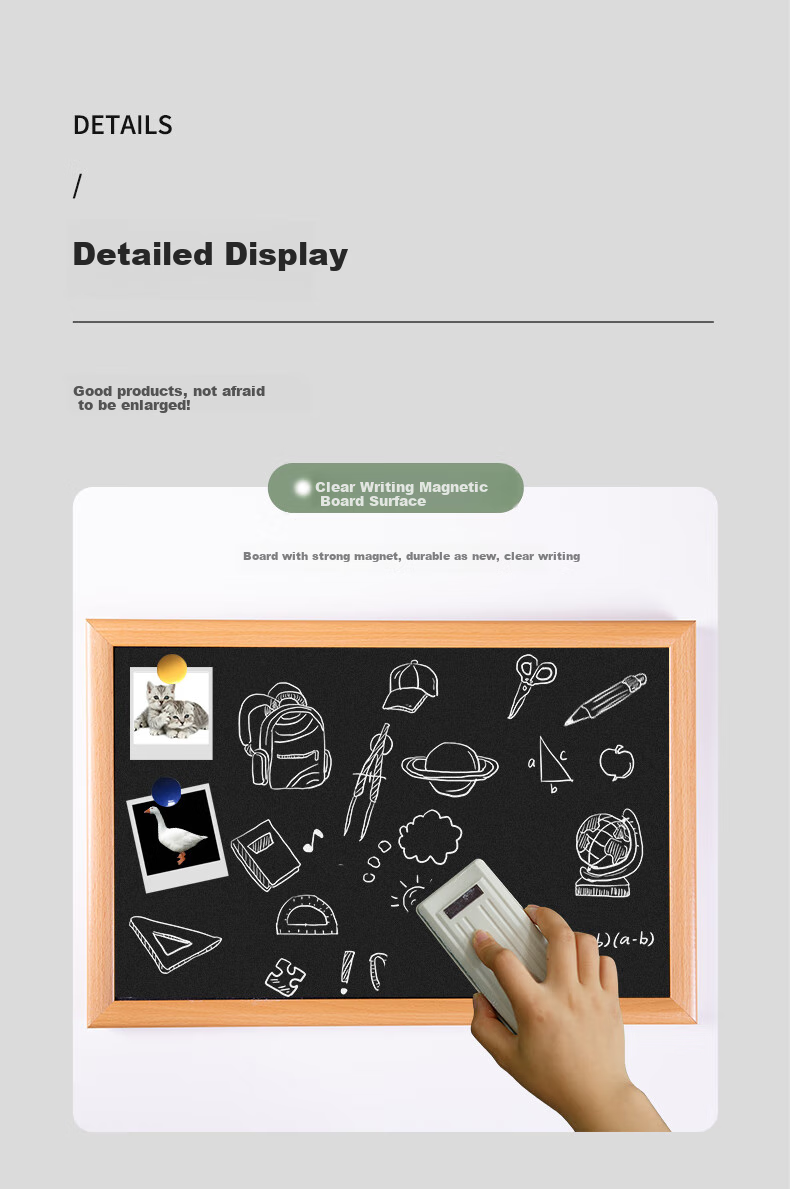 BBNEW Wooden Frame Blackboard 45*60cm, Home Teaching Training, Hanging Writing Board, Coffee Shop Small Blackboard Message Board, Promotional Display Notice Board, NEWB4560 6