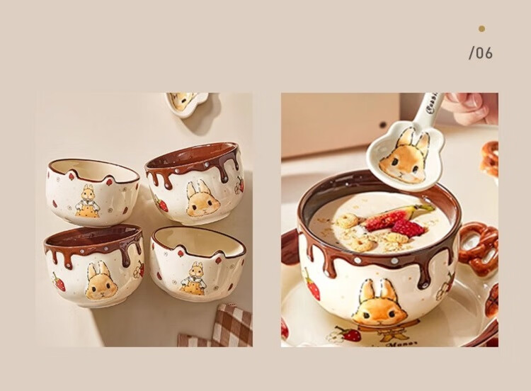 Mose Bowl And Plate Tableware Set for Home, Aesthetically Pleasing, for Two People, Goddess Festival, Wedding, Birthday, Housewarming Gift, 11-Piece Set 20