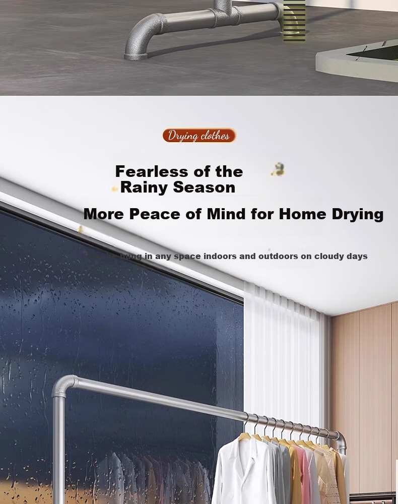 Baoyouni Floor-Standing Clothes Drying Rack with Water Pipe, Customizable Hanger for Indoor And Balcony Use, Detachable Thickened Steel Pipe, 32 Tubes 13