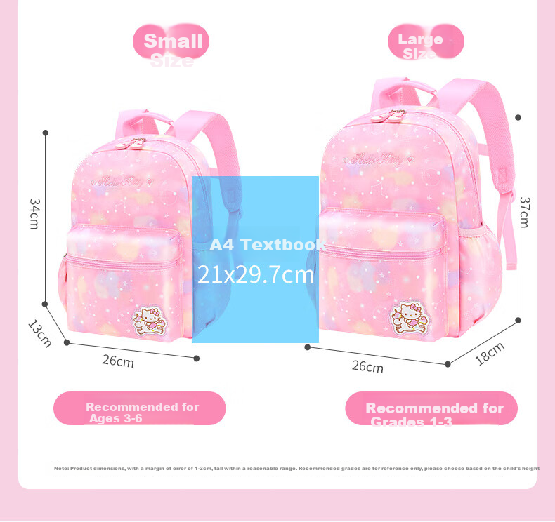 Hello Kitty Backpack for Elementary School Students, Cute Cartoon Backpack for Girls, Children's Schoolbag for Grades 1-3, Cartoon Bag DB96587A Pink 10