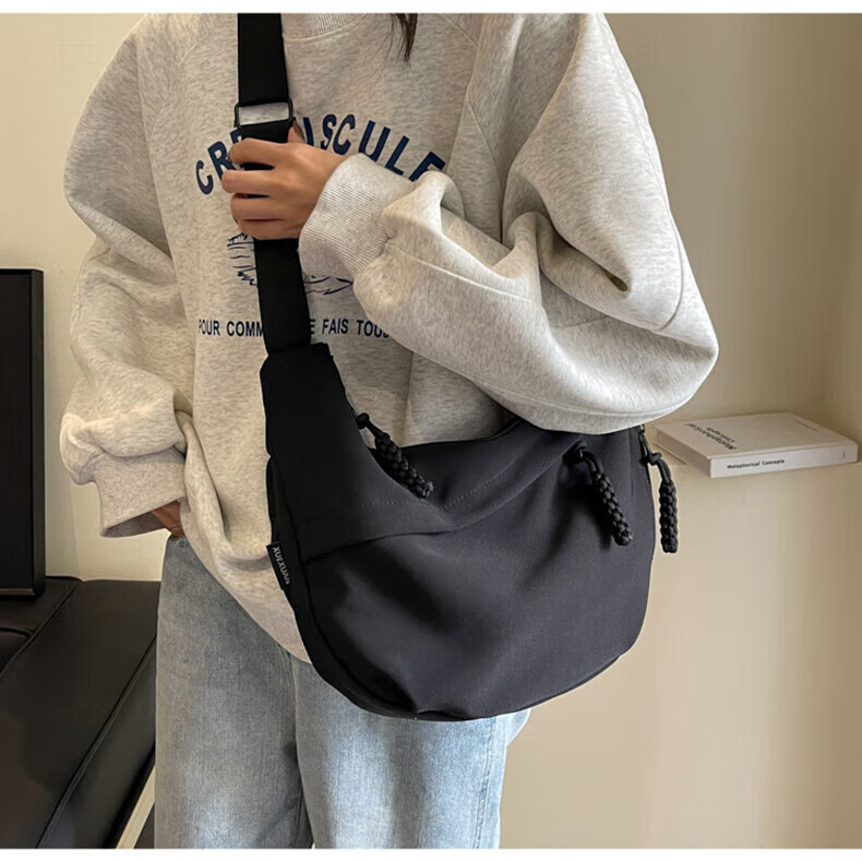 Huili Crossbody Bag for Women, Large Capacity, Korean-Style Simple Ins Trendy Versatile Casual Commuter Dumpling Bag Shoulder Bag 13