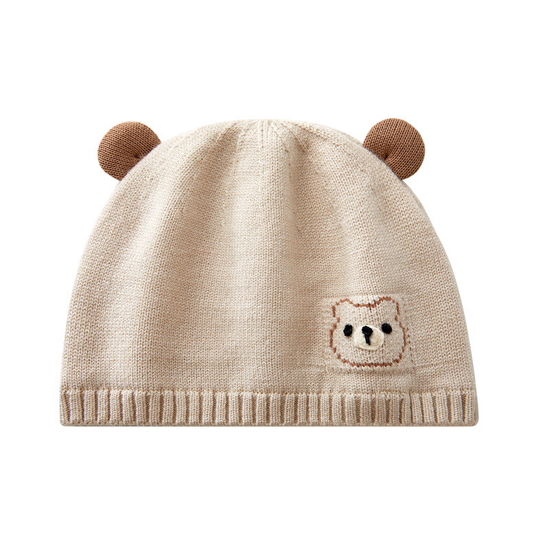 October Crystal Baby Hat Fontanelle Cap Autumn Winter Wool Blend Newborn Infant Cap Unisex 0-3-6 Months