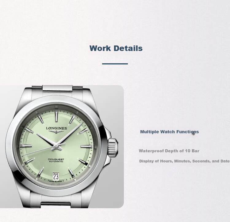 LONGINES Swiss Watch, Conquest Series Dynamic Women's Steel Strap Mechanical Watch, L34304996 8