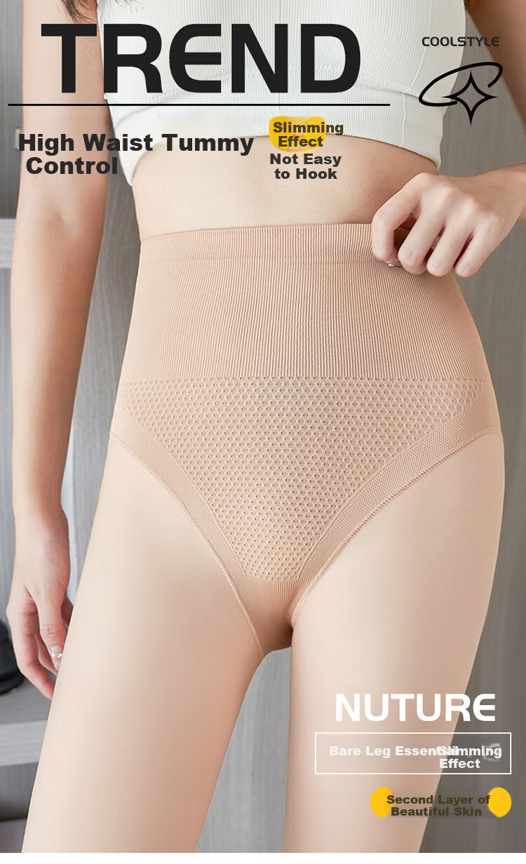 LangSha Nude-Colored Leggings for Women, Outdoor Wear, Bare-Leg Effect, Skin-Like Feel, Autumn And Winter Fleece-Lined, High-Waisted, Tummy Control, Double-Layer Pantyhose with Foot Covers 1