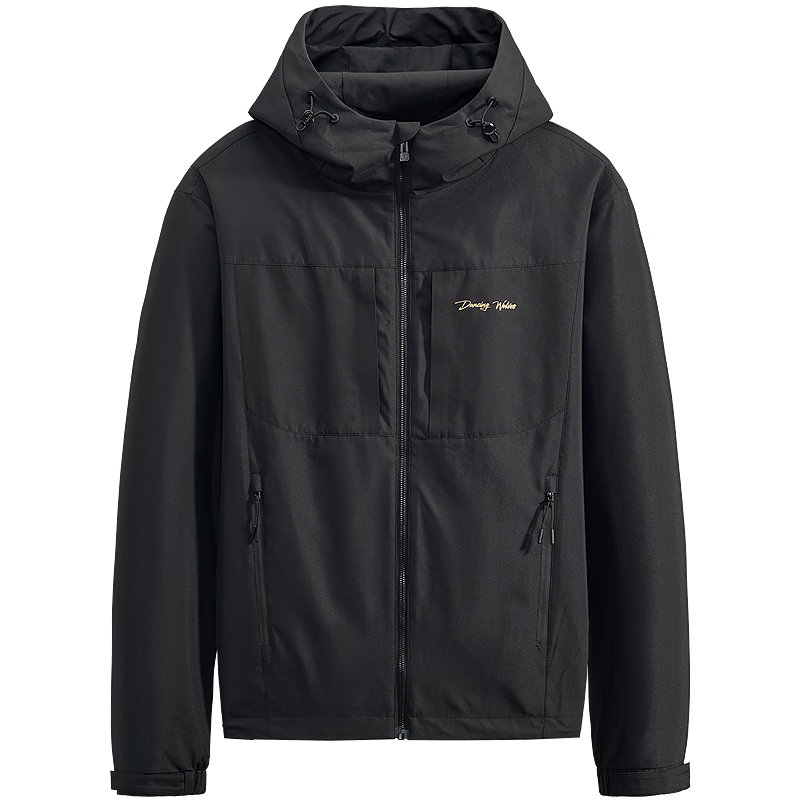 DANCING WOLVES Instant Warmth Outdoor Hooded Jacket Trendy Versatile Warm Comfortable Men's Jacket 001 Black L